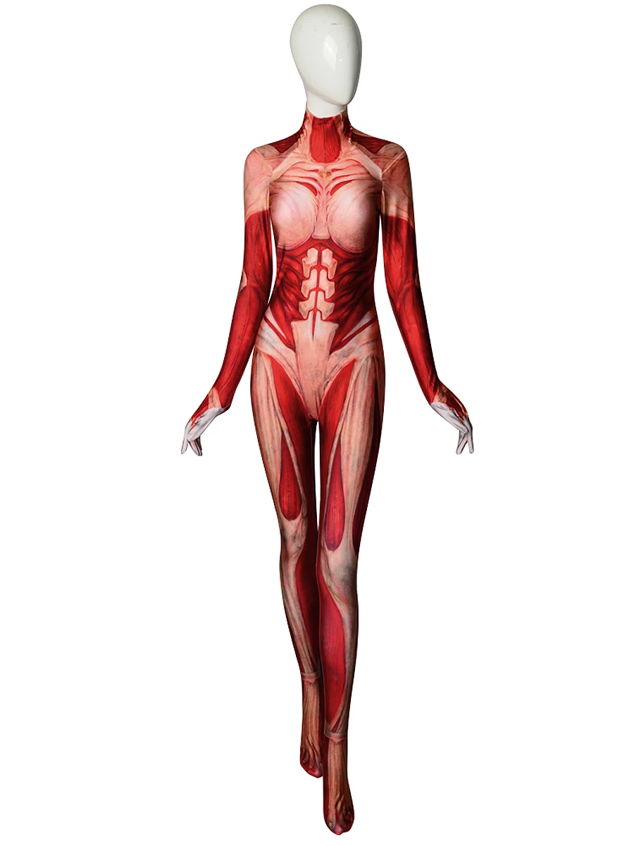 Nieuwe 3D Print Aanval Op Titan Vrouw Titan Cosplay Kostuum Spandex Zentai Catsuit Bodysuit Custom Made