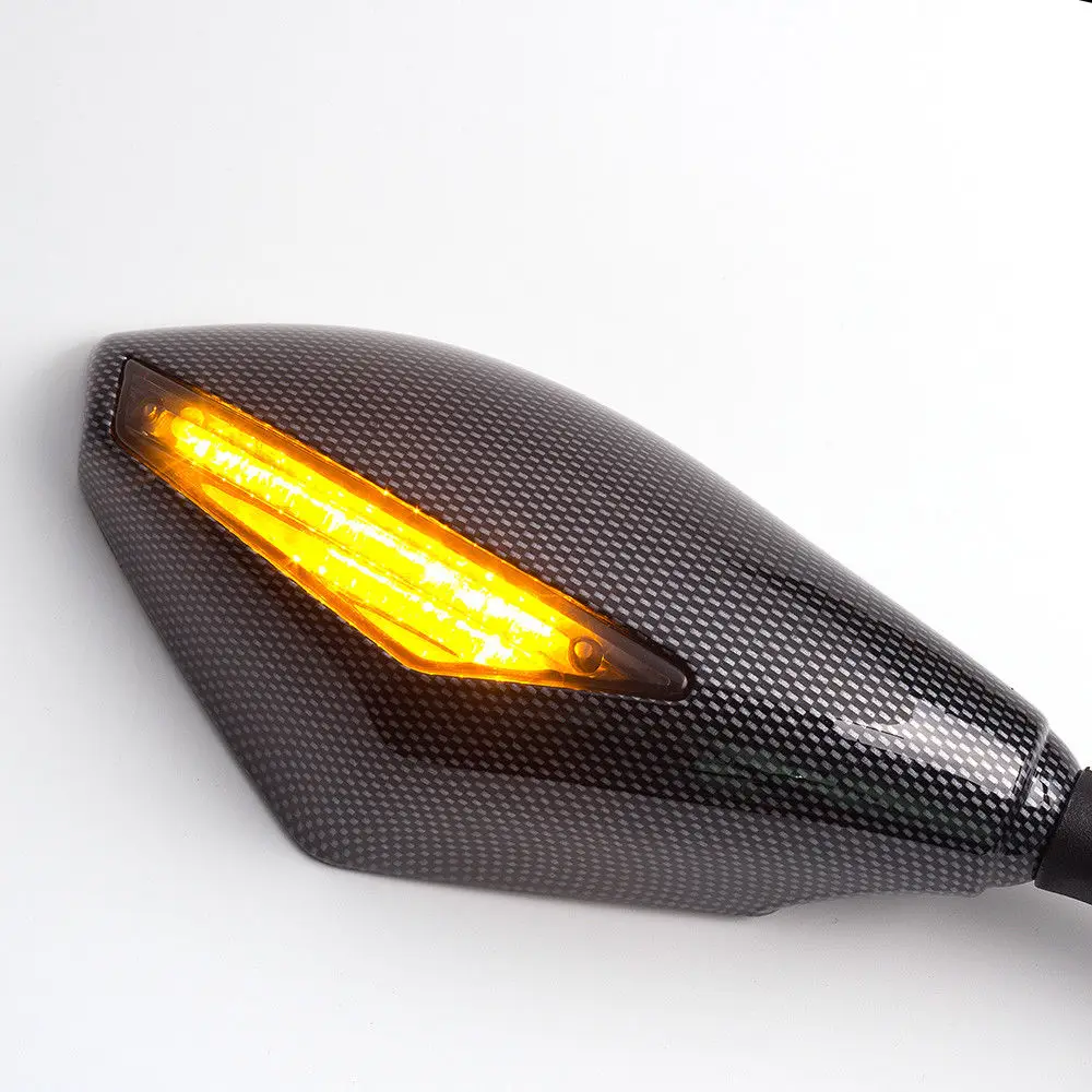 For Honda CBR 600 F3 F2 F4i 929 954 1000 RR Motorcycle Carbon LED Racing Style RearView Turn Signals Integrated Mirrors