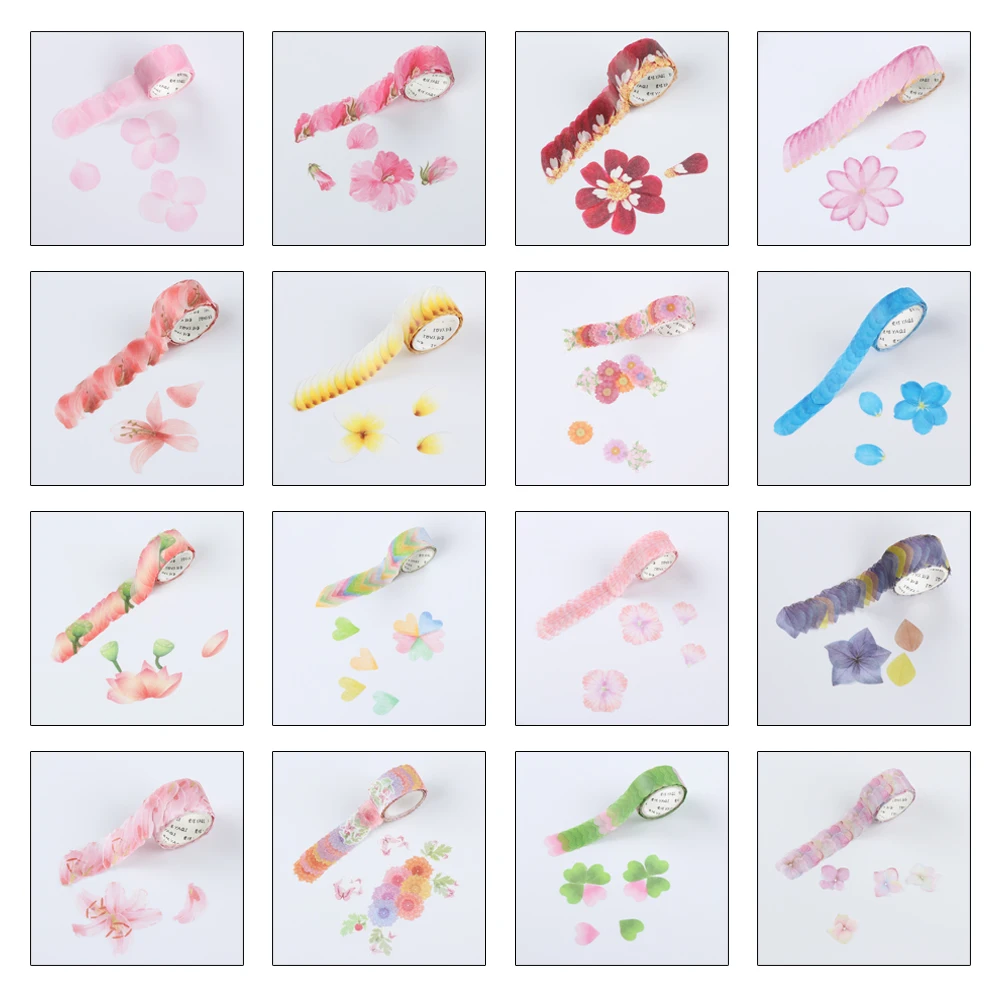 200PCS Fragrance Sakura Wash Tape Flower Petals Decorative Masking Tape Scrapbooking Diary Paper Stickers Wholesale