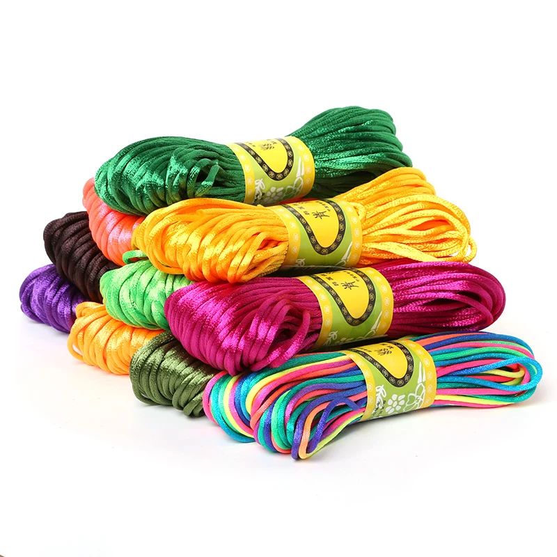 2mm 20meter Soft Satin Rattail Silk Macrame Cord Nylon Kumihimo  For DIY Chinese Knot Bracelet Necklace Jewelry Finding