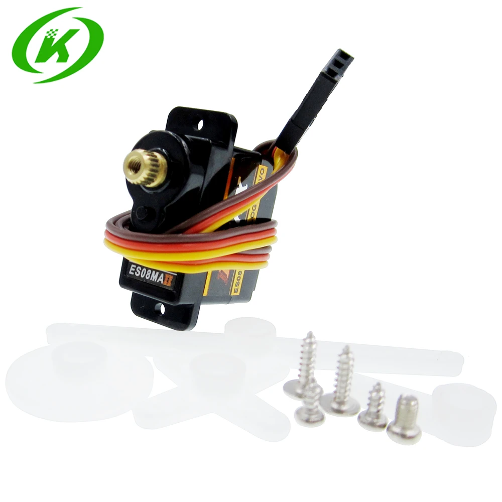 Mini servo es08ma ii para motor rc, equipamento de reposição analógico com engrenagem de metal à prova de choque e estável