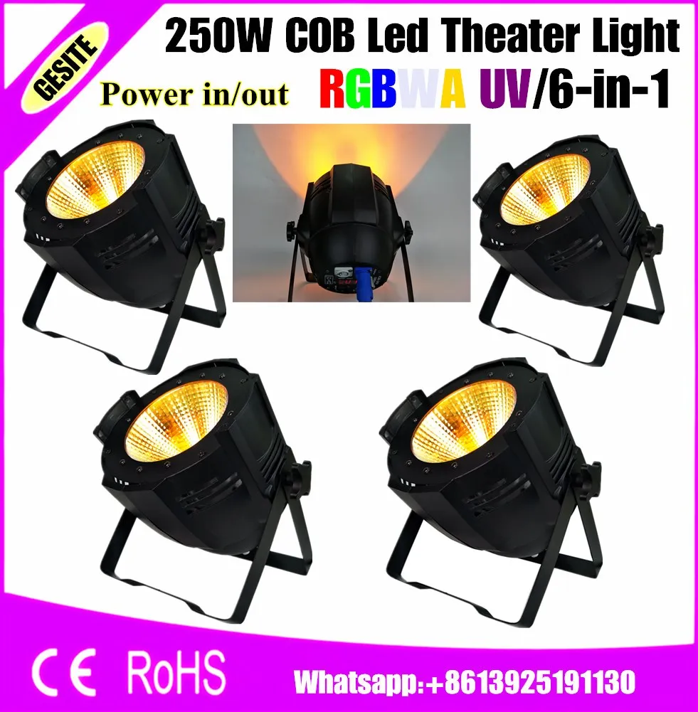 

4pcs/lot Good Quality Pro Stage Wedding NightClub Disco DJ Party Light 100W 250W RGBWA UV 6-in-1 COB