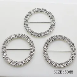 5pcs/lor 50MM Double Rhinestone Round Metal Flatback Buckles for Shoes Women Belt Girl clothes Accessories Craft Ribbon Decor