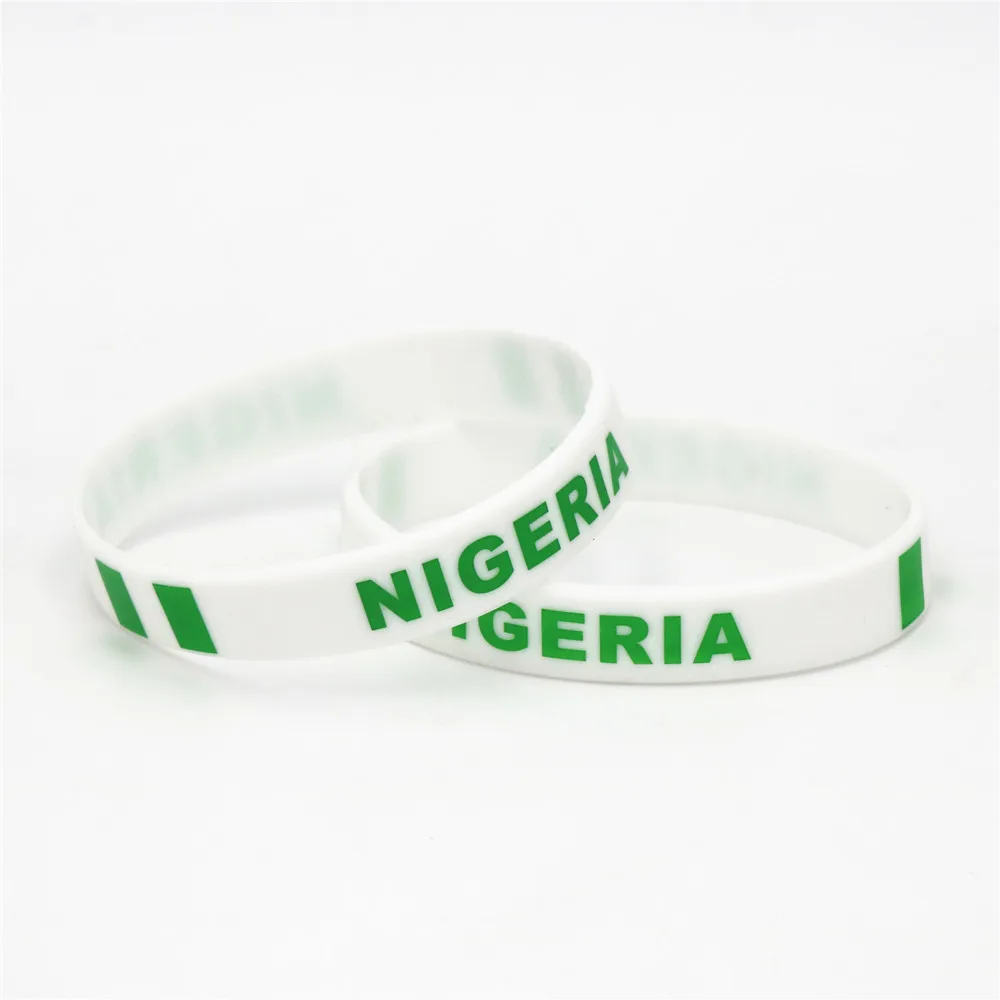 1PC Nigeria Country Flag Silicone Wristband Football Soccer Team Fans Sports Elastic Rubber Bracelets&Bangles Armband SH235