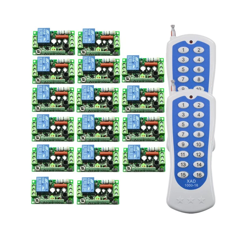 

AC 220V 110V 1 CH 1CH RF Wireless Remote Control LED Light Bulb Strips Switch System,16CH Transmitter + Receiver,Toggle