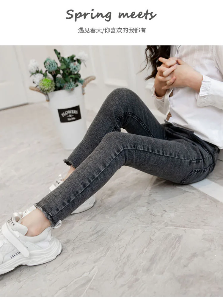 Mädchen-Leggings, neu 2026, Herbst, Kinder-Jeans für Mädchen, blau, schwarz, elastisch, enganliegende Kinderhosen für 4 bis 13 Jahre, Denim-Hosen. – Detail 3