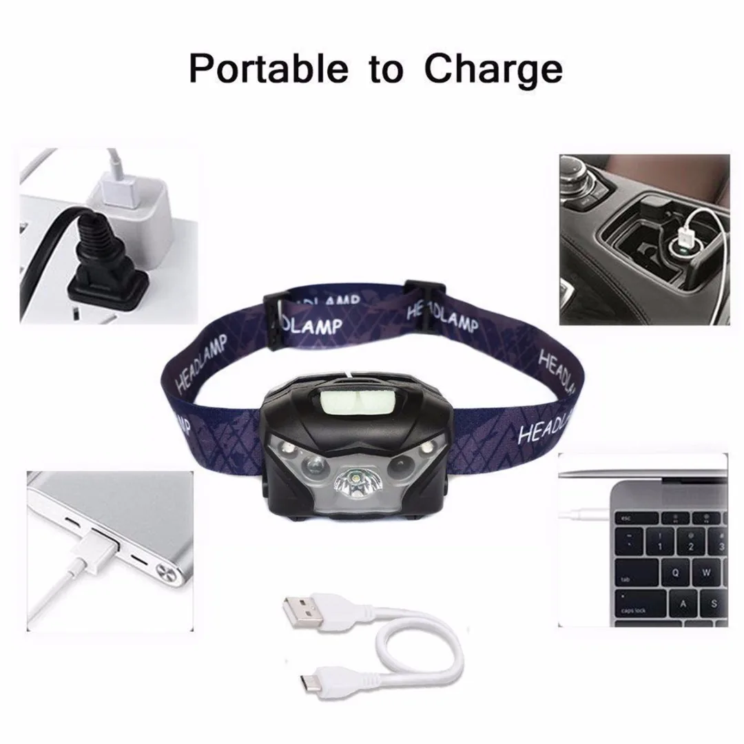 1set LED Scheinwerfer USB Aufladbare Scheinwerfer Rennen Gehen Camping 2019 Neue