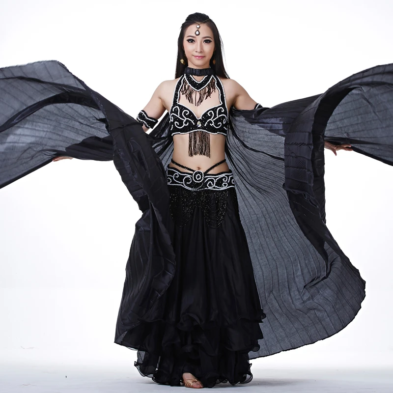 Belly Danceปีกอียิปต์Isisเต้นรำอินเดียผู้หญิงBelly Danceประดิษฐ์ผ้าไหมปีกStage Performance Props No Sticks