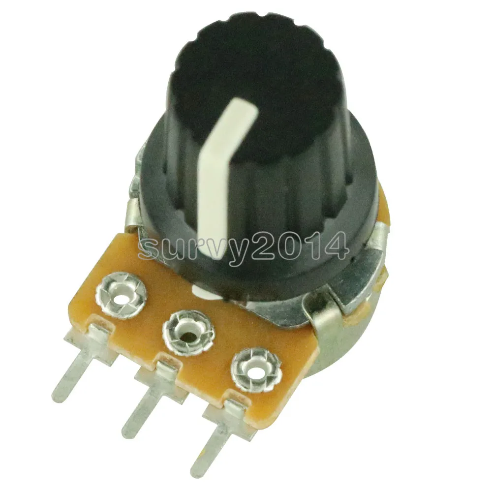 Резистор потенциометра 1 шт., 1 к 10 к 20 к 50 к 100 к 500 к ом 3-контактный линейный конический роторный потенциометр для Arduino с крышкой