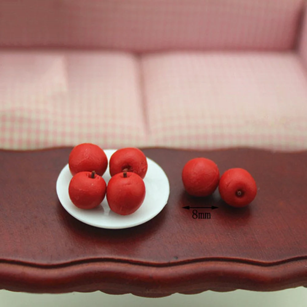 3Pcs 1/12 Dollhouse Miniature Accessories Mini Resin Fruit Simulation Apple Bear Grape Toys Doll House Decoration