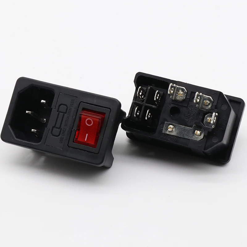 NEW HIGH QUALITY Red Light Power Rocker Switch Fused IEC 320 C14 Inlet Power Socket Fuse Switch Connector Plug 10A 250V B2C