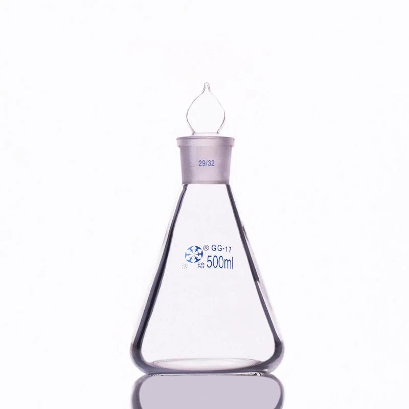 

Conical flask with standard ground-in glass stopper,Capacity 500ml,joint 29/32,Erlenmeyer flask with standard ground mouth