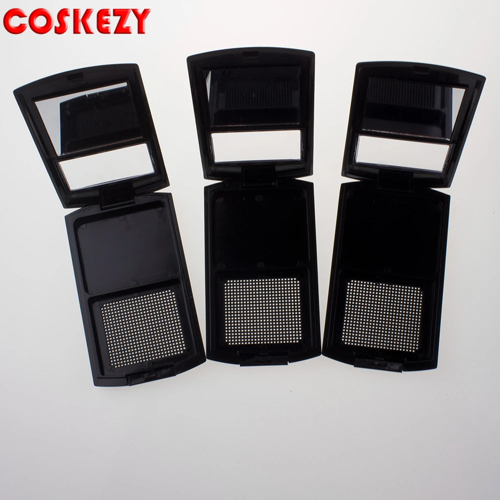 High quality makeup compact loose powder container black compact powder packaging with mirror wholesale