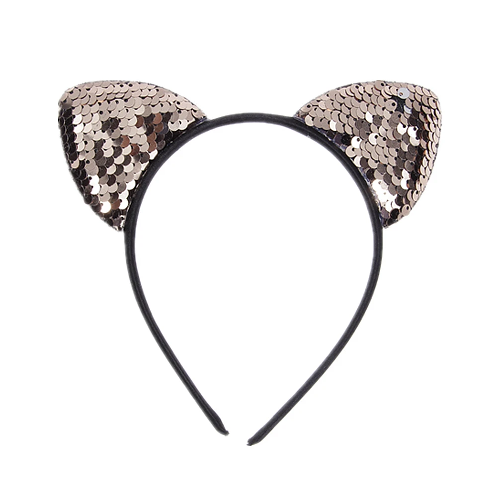 Fashion Glitter Flip Sequins Cat Ear Girl Hair Band Hair Hoop Baby Kids Women Cat Ear Hair Bands Festival Headdress Gifts