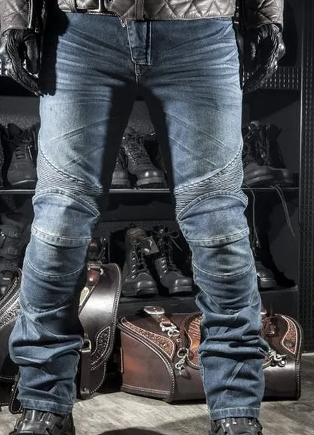 Motosiklet off-road jean pantolon/yarış autorcycle pantolon/açık bisiklet pantolonları var kalça ve diz koruma rüzgar geçirmez siyah mavi