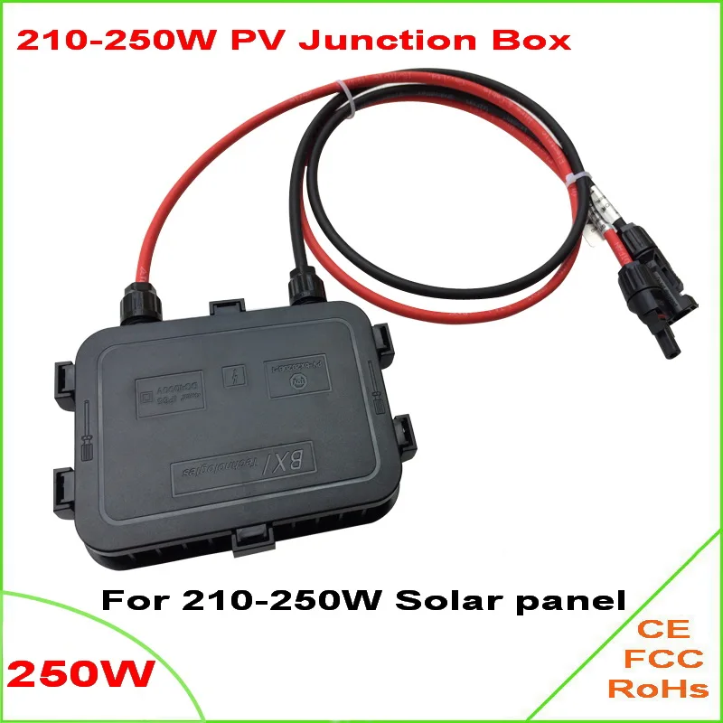 

5pcs/Lot 15A 210W-250W Solar Junction Box, IP65 Waterproof, with 3 Diodes(15SQ045), 90CM Cable, PV Terminal Box