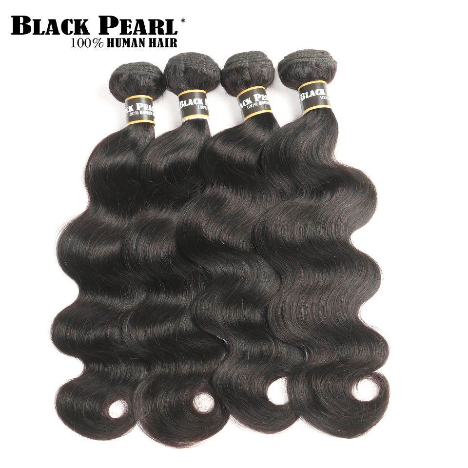 Black Pearl Peruvian Body Wave Hair Extensions 100% Non-Remy Human Hair Bundles Natural Color 8-26 inch 4 Bundles  Free Shipping