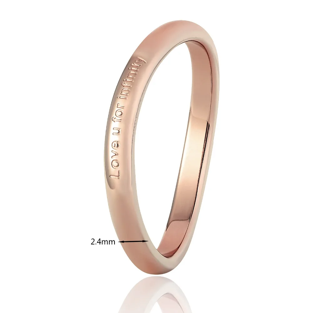 New design Love U For Infinite Shaped Curved Ring Stainless Steel Rose Gold Color Saving Personality Trendy Tail Ring For Women