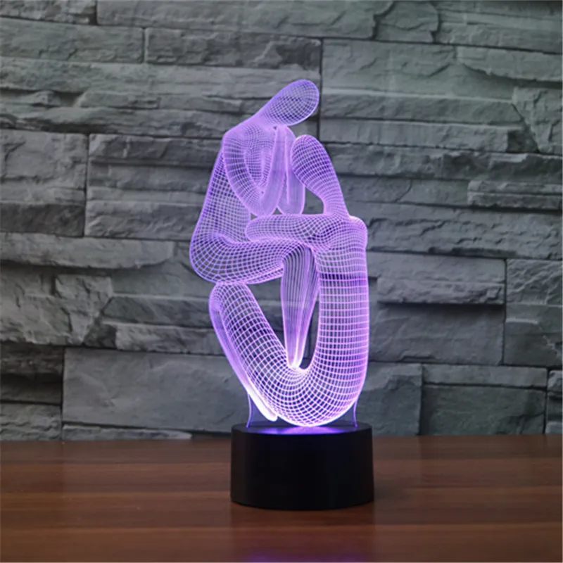 Brinquedos led 2019 figuras de ação nova pessoa abstrata 7 cor 3d lâmpada led acrílico visual criativo toque ilusão lâmpada