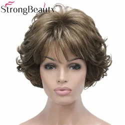 StrongBeauty Capless Sintético Curto Encaracolado Perucas Resistente Ao Calor Mulheres Peruca de Cabelo