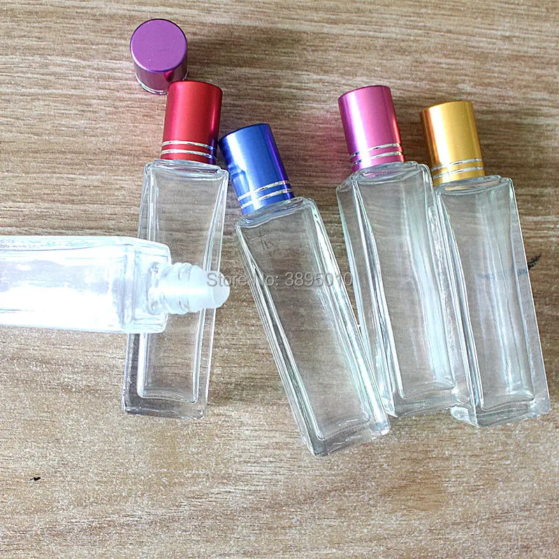 20ml Rectangle Glass Roll On Perfume Empty bottle Essential Oil Astringent Parfums Bottle F1171