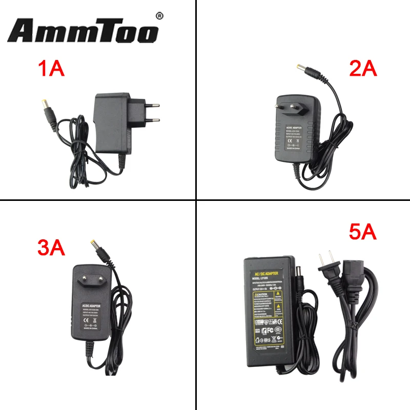 1Pcs AC 100-240V to DC12V 1A 2A 3A 5A Power Supply Adapter EU US Plug For LED Strip Light 5050 3528 3014 SMD RGB Led Strip