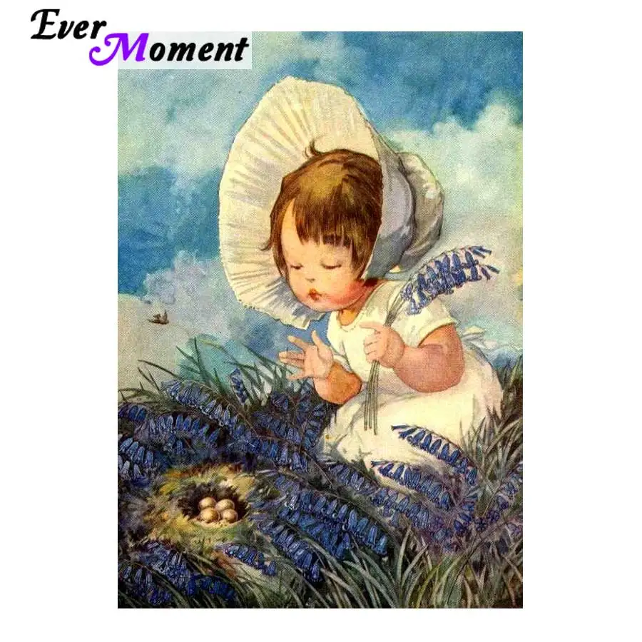 

5d diy diamond painting little girl diamond embroidery 3d wall painting portrait angel mosaic kit needlework square stone ASF753