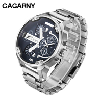 2019 Watches Men Luxury Brand Cagarny Dual Times Men Sports Wristwatches Waterproof Steel Quartz Men's Watch Relogio Masculino