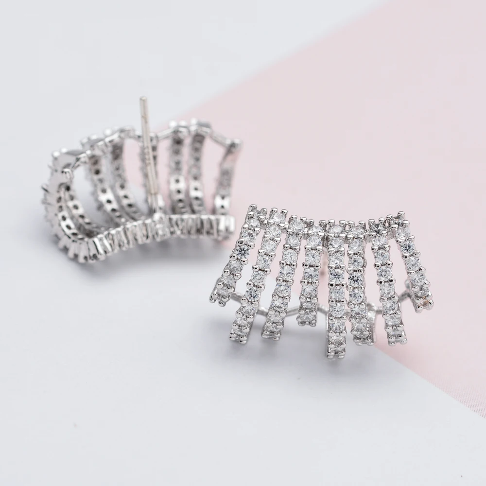 Korean fashion micro floor cubic zircon earrings Classic jewelry earrings for women/girls to bend ER-282 image 3