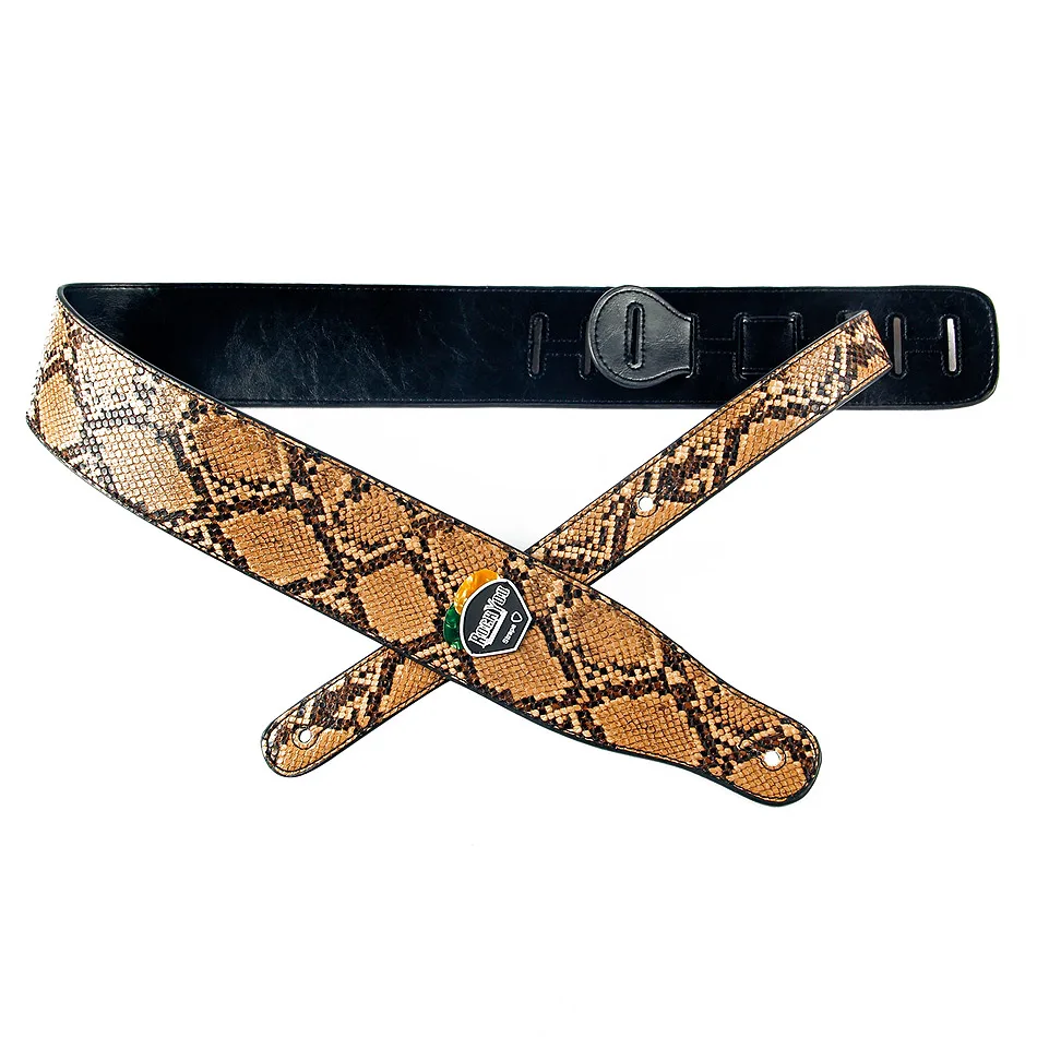 Rockyou Snakeskin Pattern Guitar Strap Free 2 Paddles Durable Adjustable Acoustic Electric Bass Strap Guitar Accessories