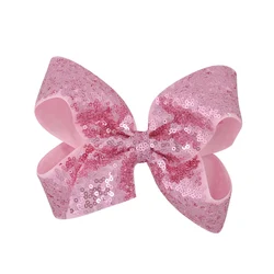 6 Inch Glanzende Pailletten Grosgrain Lint Haar Bows Met Clips Boutique Meisjes Haarspelden Kinderen Kid Hoofddeksels Meisje Haar Accessoires