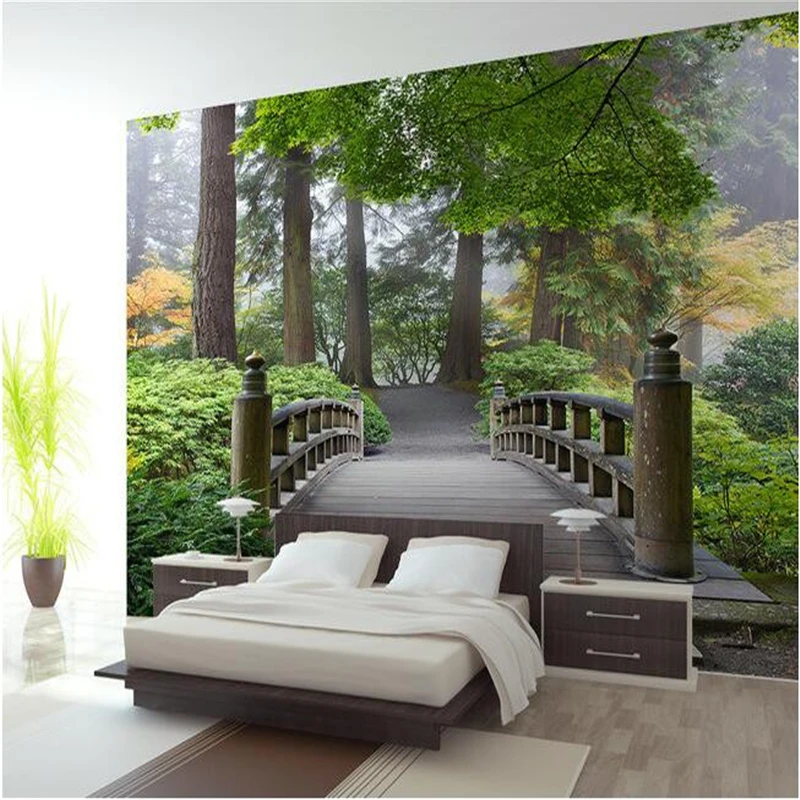 

beibehang custom mural Bridge forest 3 d landscape background wall painting photo wallpaper for walls 3d wall papers home decor