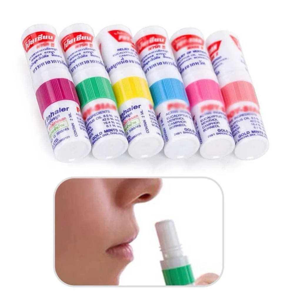 1Pc Thailand Herbal Nasal Nasal Inhaler Stick Mint Cylinder Essential Oil Nasal Inhaler Asthma Refreshing Aroma Oil Stick