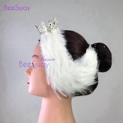 Black White Swan Lake Ballet Headpiece Crown Real Feather Headwear Headdress Hand Made Nutcracker Hair Headband Ballet diadem