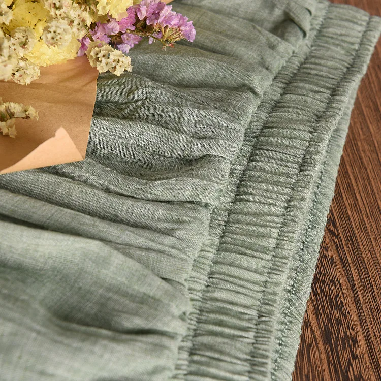 Women's Elegant 16 Color High Waist Elastic Waist Linen Pleated Long Skirts Ladies Slim Casual Skirt Saias New 2024 Summer SK05