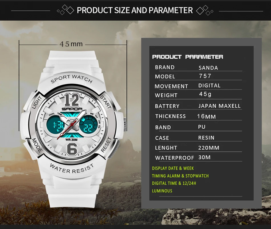 Women's LED Digital Sports Watch description 5