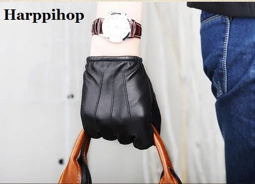 100% Sheep Skin Touch Screen Men Gloves Classic Style Pure Genuine Leather Gloves For Winter Men's Smart Phone Gloves