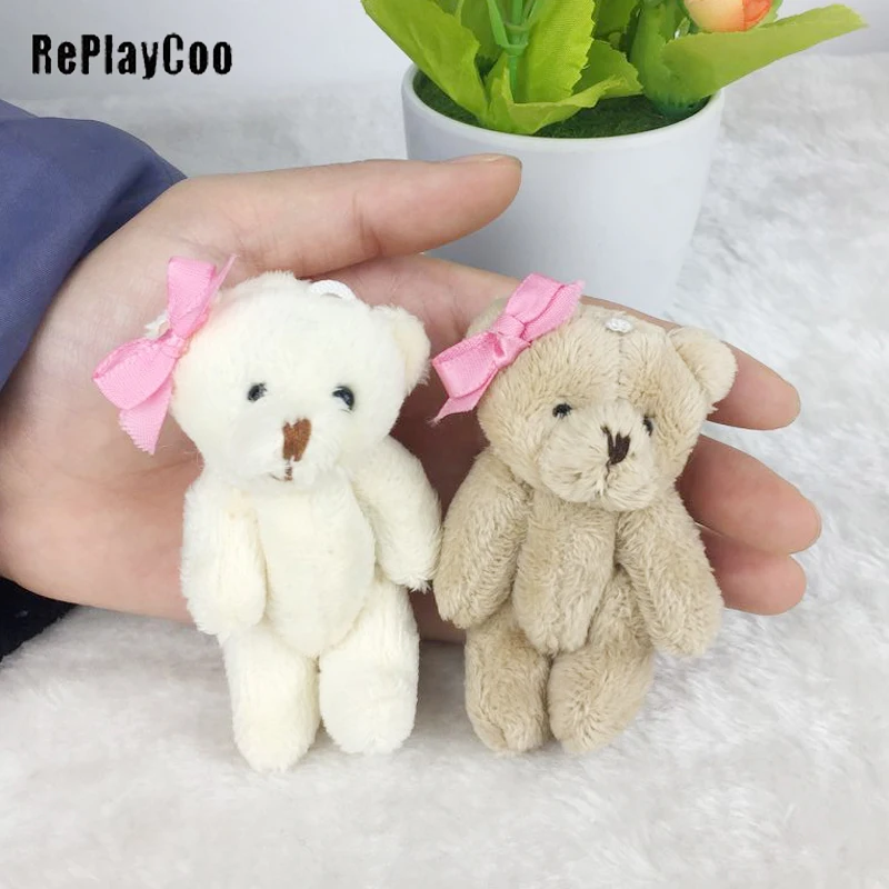 

100PCS/Lot Mini Teddy Bear Stuffed Plush Toys 8cm Small Bear Stuffed Toys pelucia Pendant Kids Birthday Gift Party Decor J04501