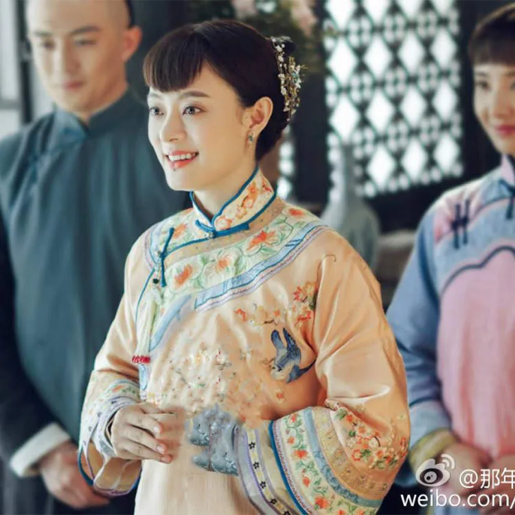 Zhou Ying 2 Designs Late Qing Dynasty Embroidery Costume Folk Rich Women Qifu Xiuhefu for Latest TV Play Nothing Gold Can Stay