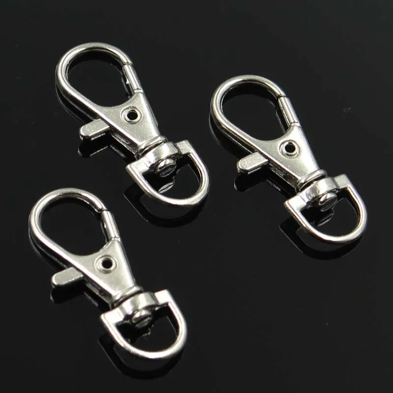 

10pcs Wholesale Silver Color Rhodium Lobster Clasp Clips Key Hook Keychain Split Key Ring Findings Clasps DIY Keychains Making