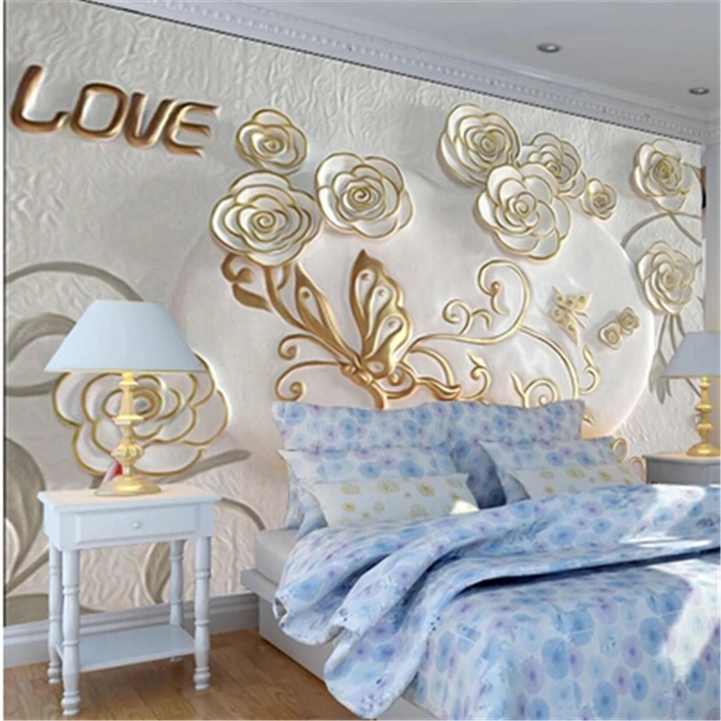 

beibehang 3d photo wallpaper European romantic bedroom 3D stereoscopic video wall backdrop wall paper embossed 3d wallpaper