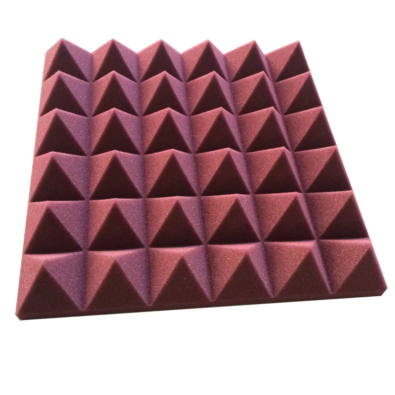 6 pcs Acoustic Sound Reduction Foam Panel Pyramid Studio Cutton in Burgundy Color/Size can be custom