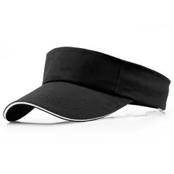 Summer 100% Cotton Visors Hat Women Men's Sandwich Bill Sun Visor Cap Golf Running Sports Black Orange Navy Sky Blue Red