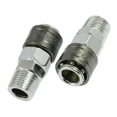 

40SM Metal Air Coupler Quick Connector Fittings 2 Pcs