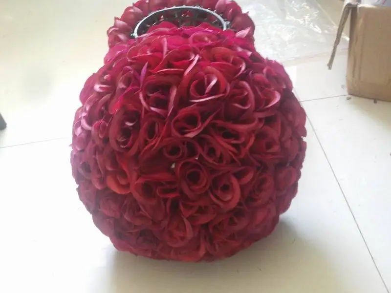 SPR 50cm wedding artificial silk kissing flower ball table flower wedding decoration flore flower wall -dark red