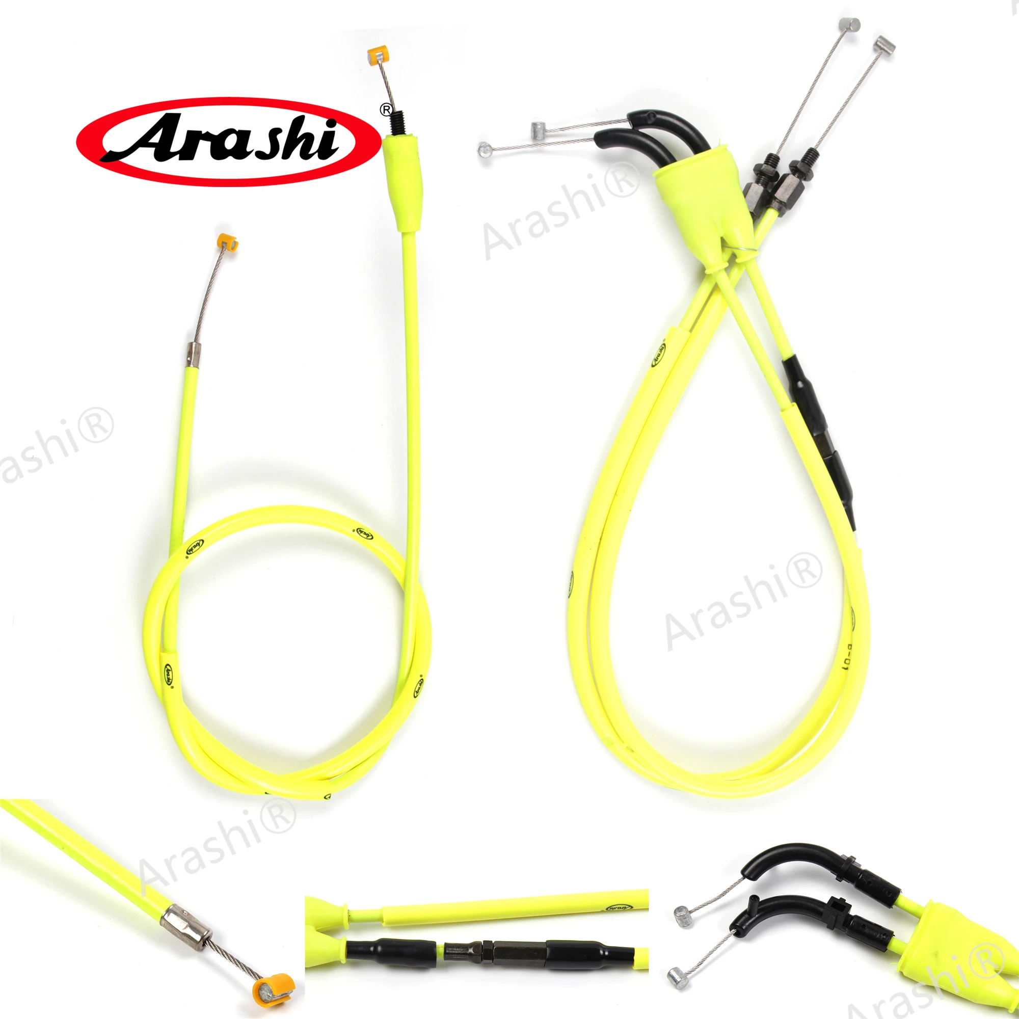 Arashi Motorcycle Accessories Throttle & Clutch Cables Stainless Lines for YAMAHA YZF R6 2006 2007 2008 2009 - 2012 YZF-R6 1 Set