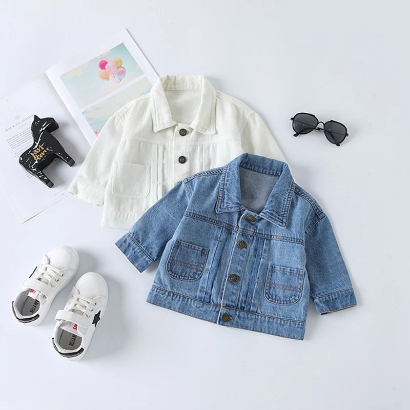 2019 New Arrival Baby Girls Boy Denim Jacket Casual Long Sleeve Jeans Jacket Fashion Outerwear Baby Clothes LZ104