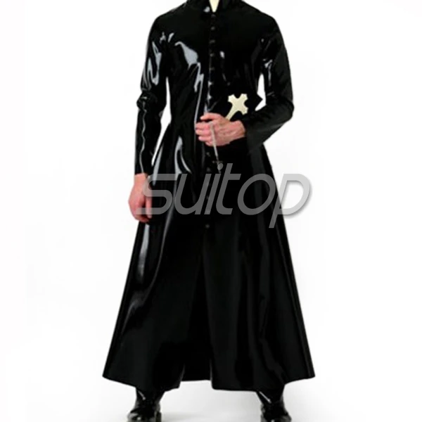 latex rubber wind coat latex long jacket for man