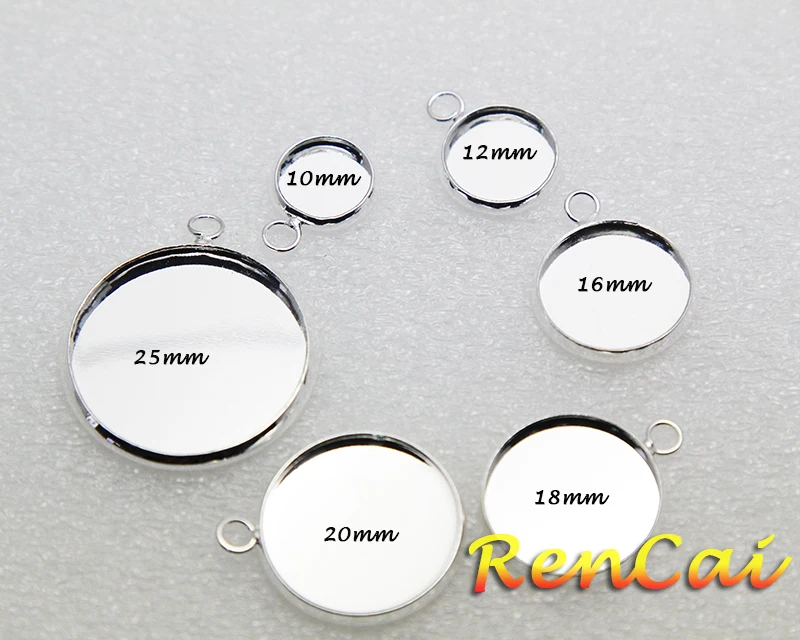 20pcs 10-25mm Round Bezel Cups With 1 Link Cabochon Base Blanks Settings Findings Bracelet Pendant Bags DIY Jewelry Making