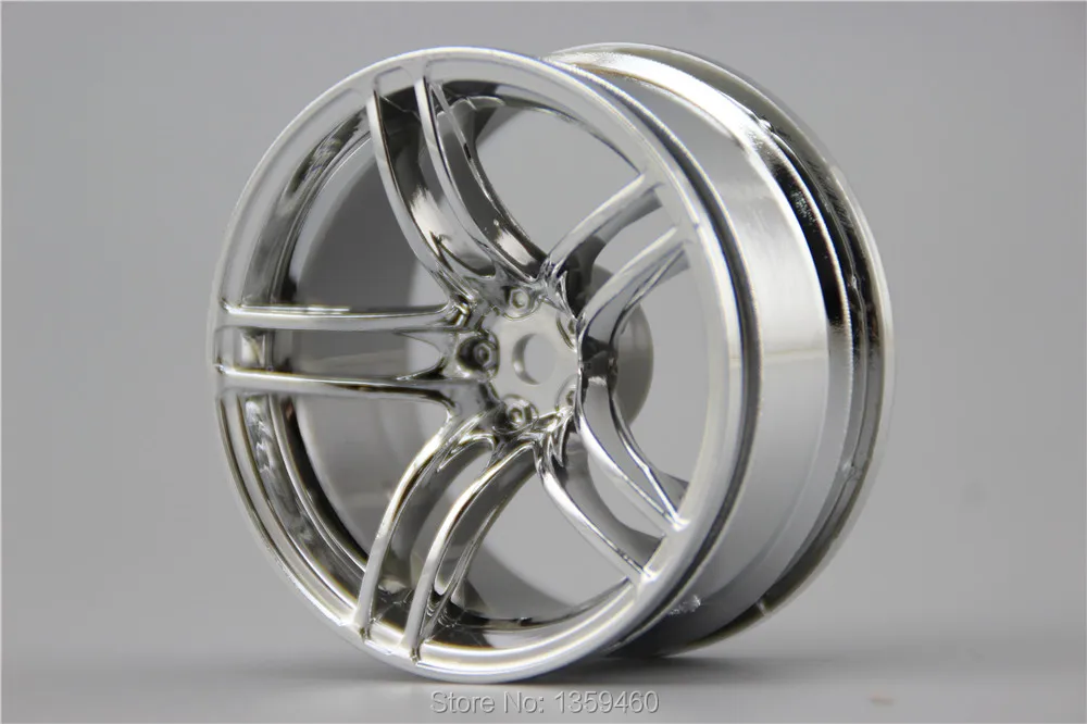 4Pcs 1/10 Touring & Drift Velg WD5SC(Chrome) 3/6/9Mm Offset Past Voor 1:10 Touring & Drift Auto 1/10 Velg 10186